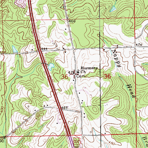Topographic Map of Harmony Church, AL