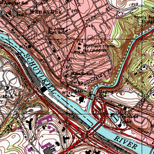 Topographic Map of Wissahickon, PA