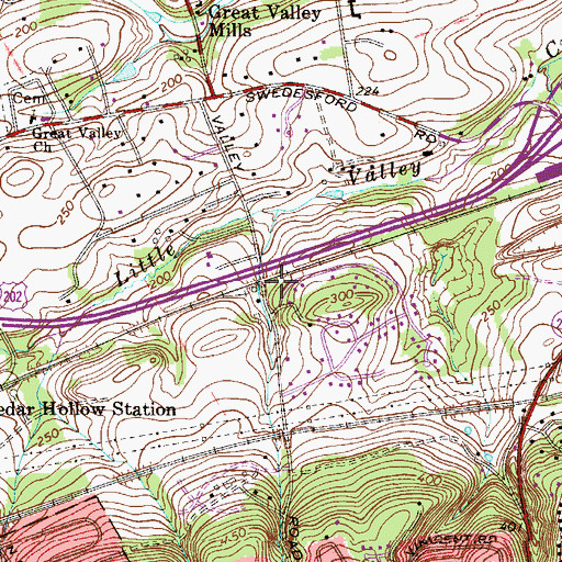 Topographic Map of Paoli Road, PA