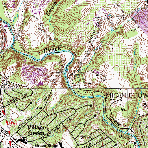 Topographic Map of Knowlton, PA