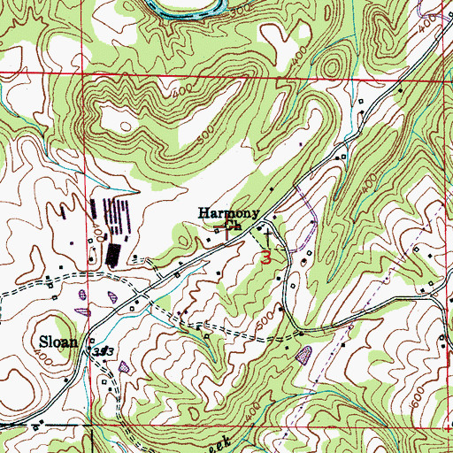 Topographic Map of Harmony Baptist Church, AL