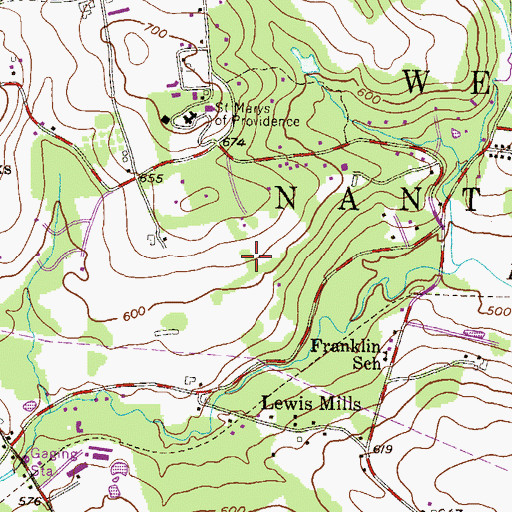 Topographic Map of Wyebrooke, PA