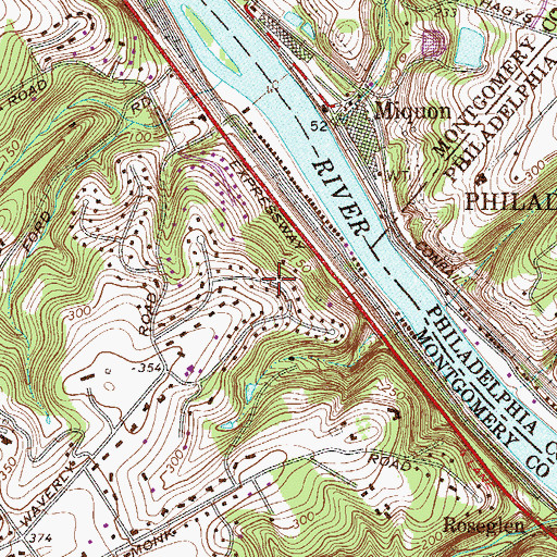 Topographic Map of Lafayette, PA