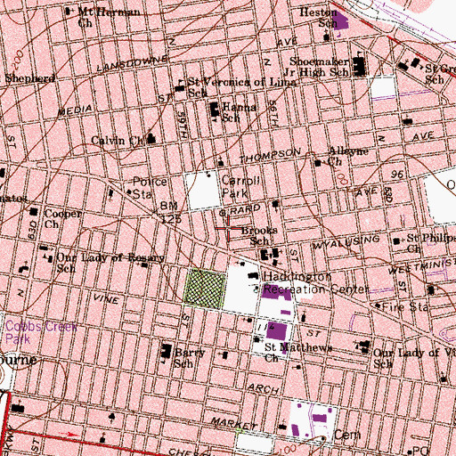 Topographic Map of Haddington, PA