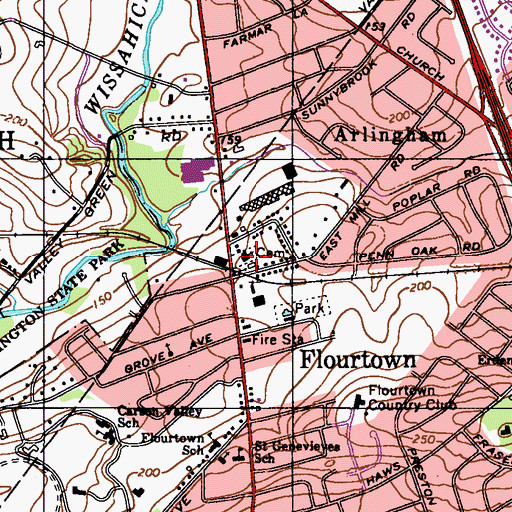 Topographic Map of Valley Green, PA
