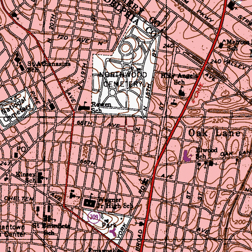 Topographic Map of Pittville, PA