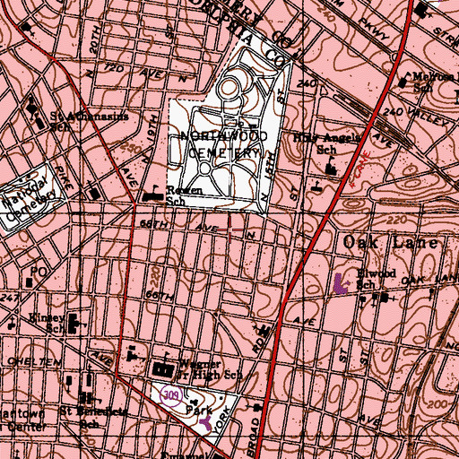 Topographic Map of Pittville, PA