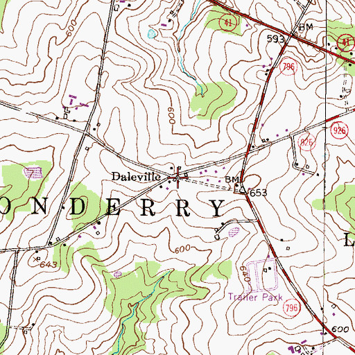 Topographic Map of Londonderry Post Office (historical), PA