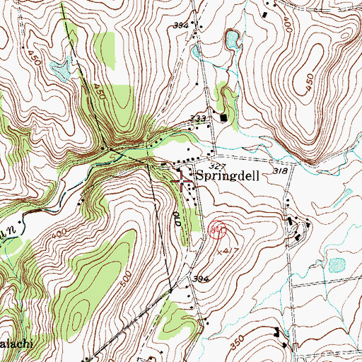 Topographic Map of Derrydown Post Office (historical), PA