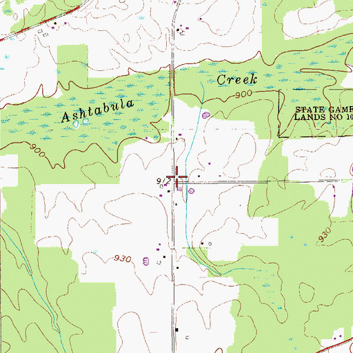 Topographic Map of Akerly, PA