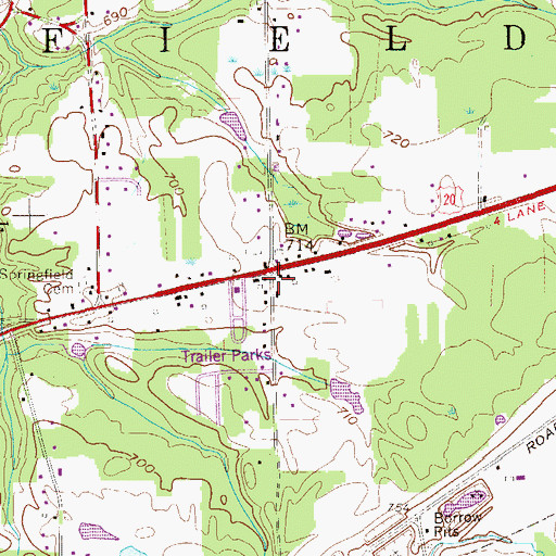 Topographic Map of Center Corner, PA