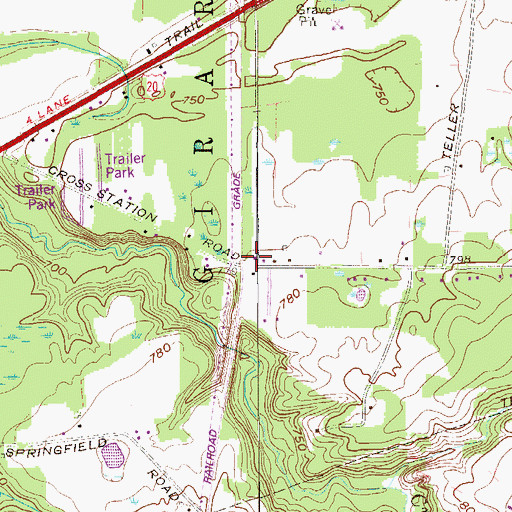 Topographic Map of Cross, PA