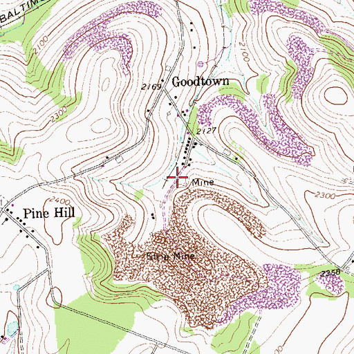 Topographic Map of Pine Hill Mine Number 1 Station, PA
