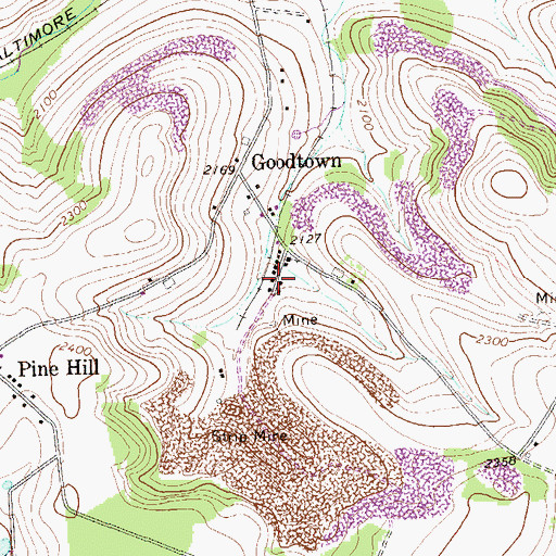 Topographic Map of Pine Hill Mine Number 2 Station, PA