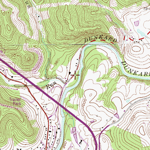 Topographic Map of Fairchance, PA