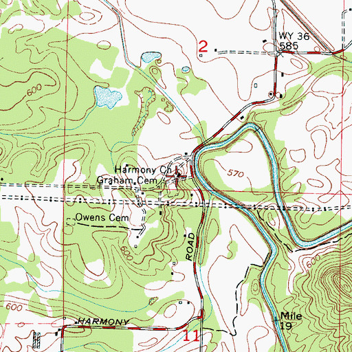 Topographic Map of Harmony Church, AL