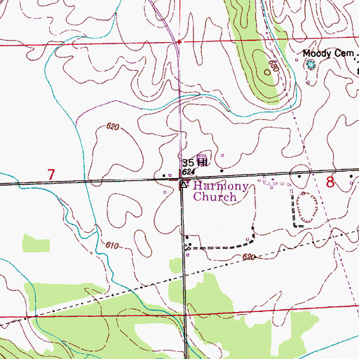 Topographic Map of Harmony Church, AL