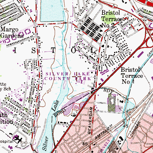 Topographic Map of Silver Lake County Park, PA