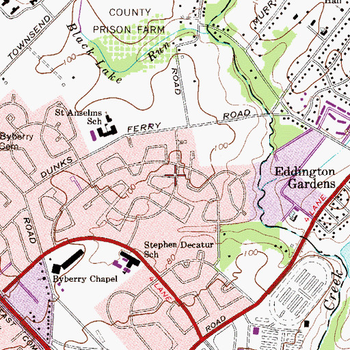 Topographic Map of Byberry, PA