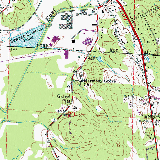 Topographic Map of Harmony Grove Baptist Church, AL