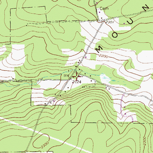 Topographic Map of Ward School, PA