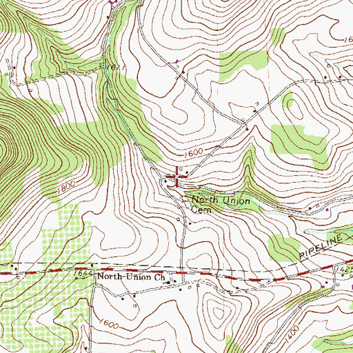 Topographic Map of North Union School (historical), PA
