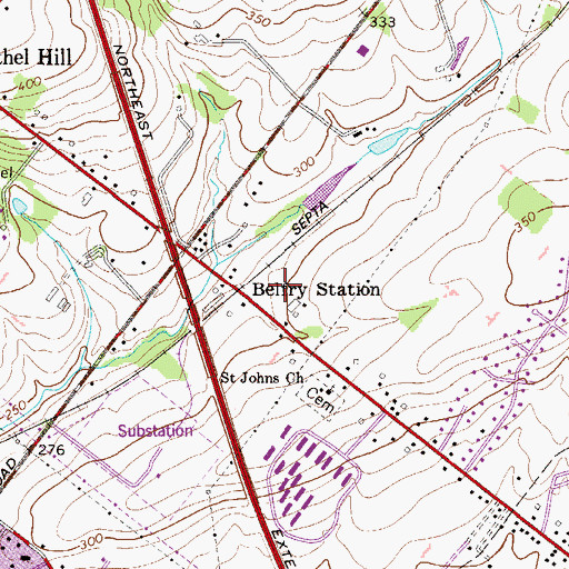 Topographic Map of Belfry, PA