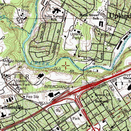 Topographic Map of Caleb Pusey Historic Site, PA