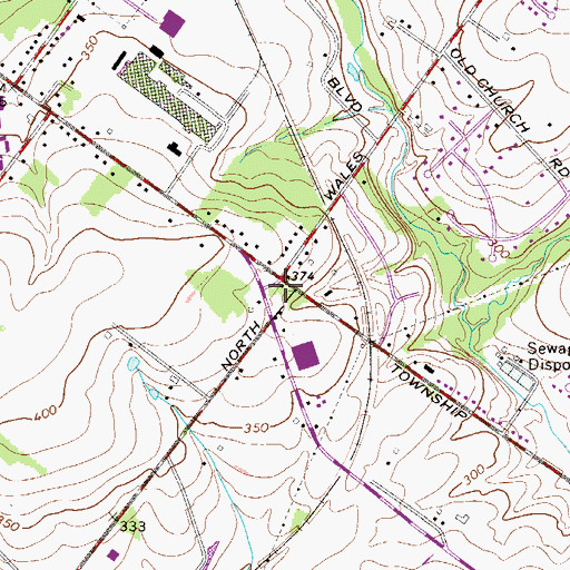 Topographic Map of Acorn, PA