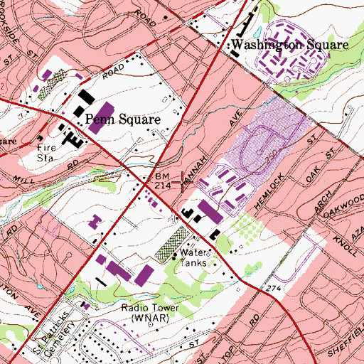 Topographic Map of Springtown, PA