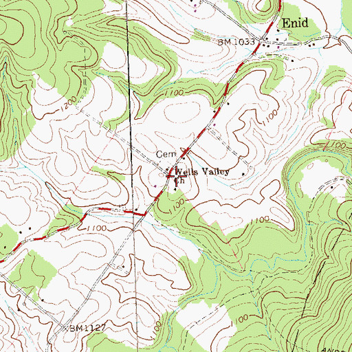 Topographic Map of Enid School (historical), PA