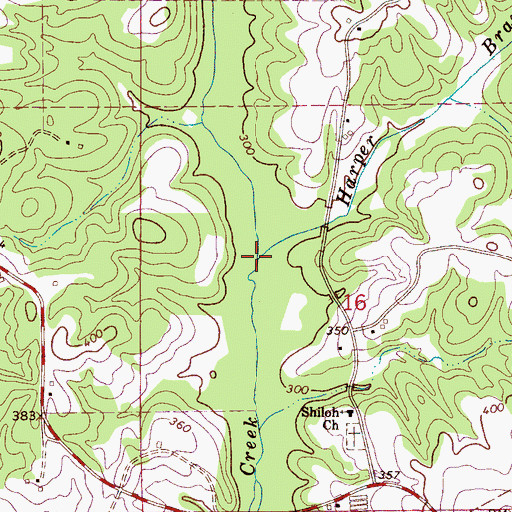 Topographic Map of Harper Branch, AL