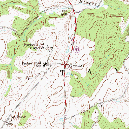 Topographic Map of Gracey School (historical), PA