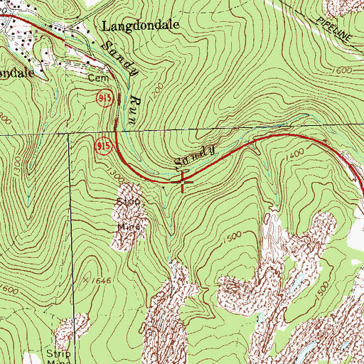Topographic Map of Jerkwater, PA