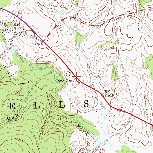 Topographic Map of Pine Grove School, PA