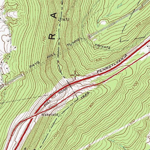 Topographic Map of Bills Place (historical), PA