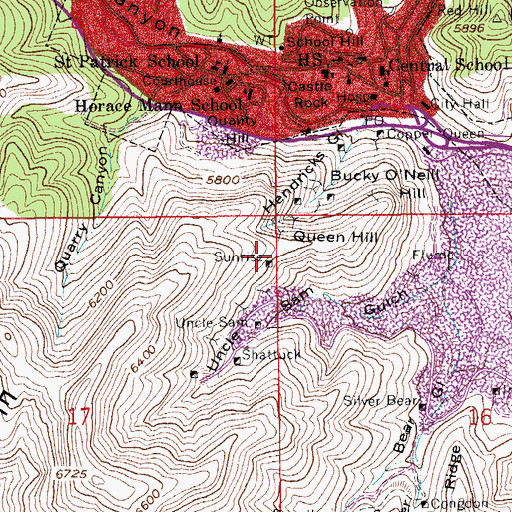 Topographic Map of Sunrise, AZ