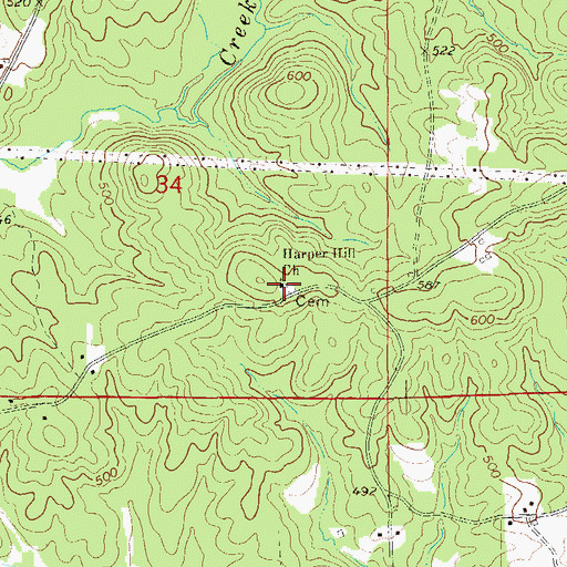 Topographic Map of Harper Hill Church, AL