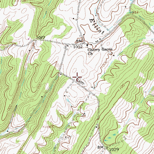 Topographic Map of Cedar Grove School (historical), PA