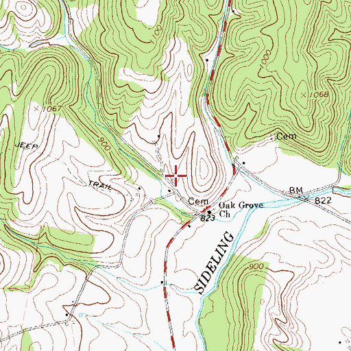Topographic Map of Oak Grove School, PA