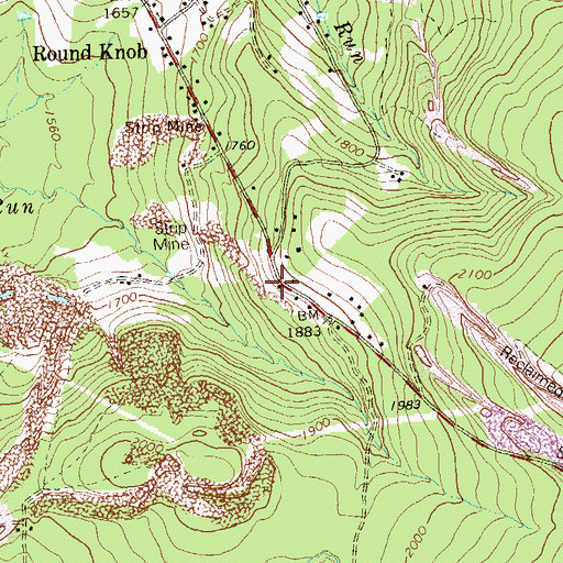 Topographic Map of Round Knob School, PA