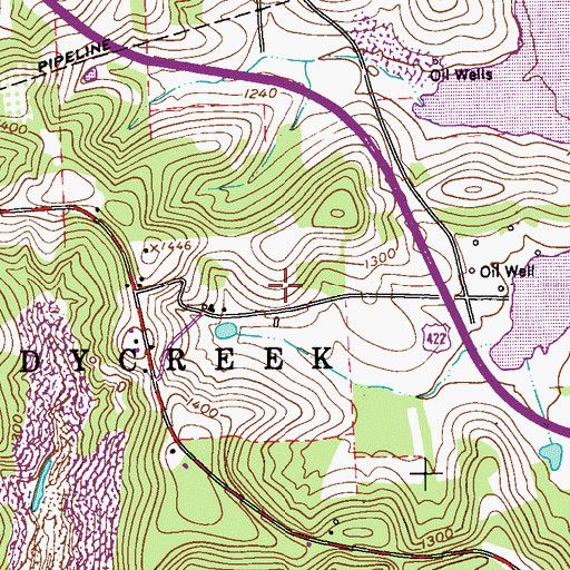 Topographic Map of Oak Grove School, PA