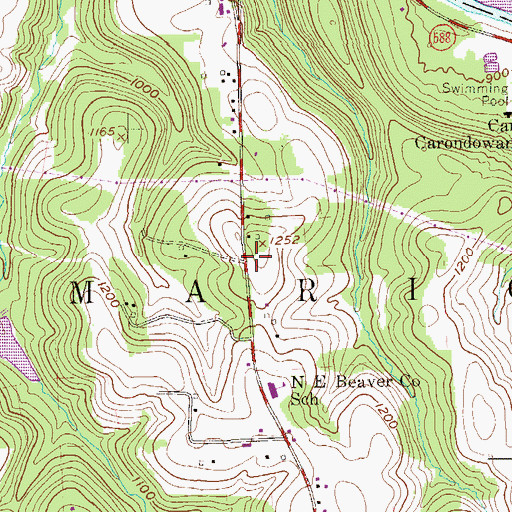 Topographic Map of Hartzell School, PA