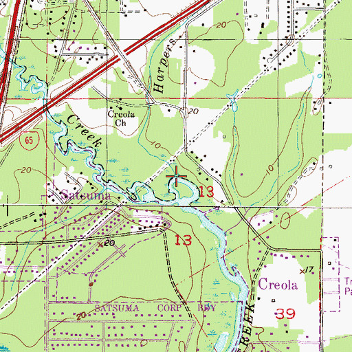 Topographic Map of Harpers Branch, AL