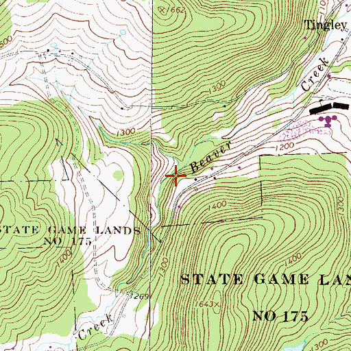 Topographic Map of Beaver Creek, PA