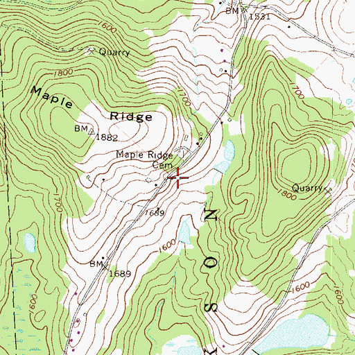 Topographic Map of Maple Ridge School, PA