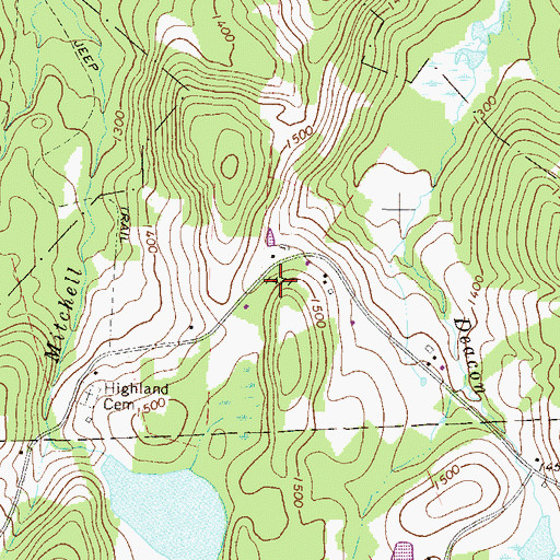 Topographic Map of Highland School (historical), PA