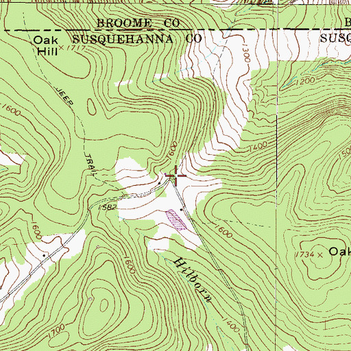 Topographic Map of Oak Hill School, PA