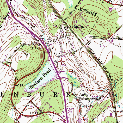 Topographic Map of Humphreysville, PA