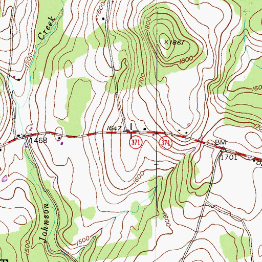Topographic Map of Cascade, PA